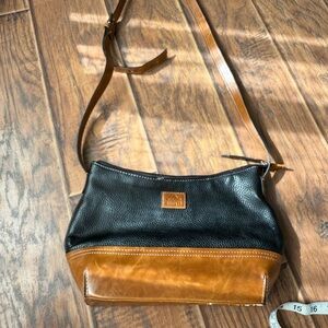 Roots Black and Brown Faux Leather Shoulder Bag with Casual Design